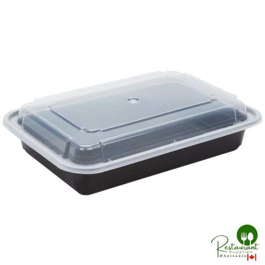 Pactiv Newspring NC868B 28 oz. Black VERSAtainer Rectangular Microwavable Container with Lid - 150/Case