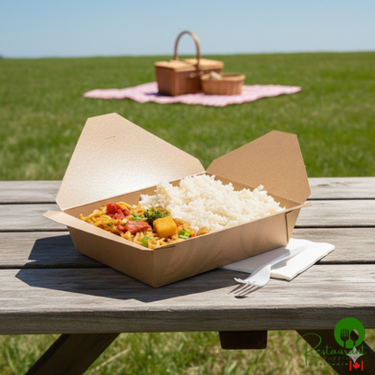 Fold-Pak 02BPSONOMM Bio-Plus-Earth Sonoma Microwavable Paper #2 Take-Out Containers 7 3/4" x 5 1/2" x 1 7/8" - 200/Case