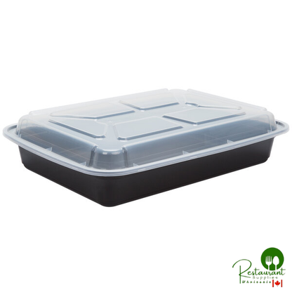 Pactiv Newspring NC989B 58 oz. Black VERSAtainer Rectangular Microwavable Container with Lid - 150/Case