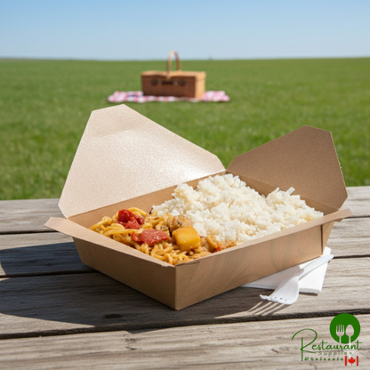 Fold-Pak 03BPSONOMM Bio-Plus-Earth Sonoma Microwavable Paper #3 Take-Out Containers 7 3/4" x 5 1/2" x 2 1/2" - 200/Case