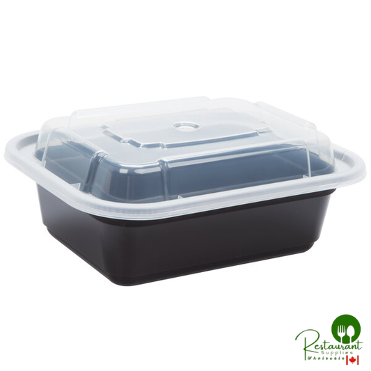 Pactiv Newspring NC-818-B 12 oz. Black VERSAtainer Rectangular Microwavable Container with Lid - 150/Case