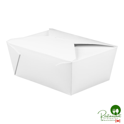 Fold-Pak 04BPWHITEM Bio-Pak White Microwavable Paper #4 Take-Out Containers 7 3/4" x 5 1/2" x 3 1/2" - 160/Case