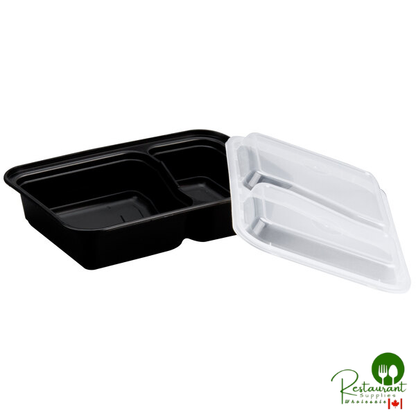 Pactiv Newspring NC8288B Black 30 oz. VERSAtainer 2 Compartment Rectangular Microwavable Container with Lid - 150/Case