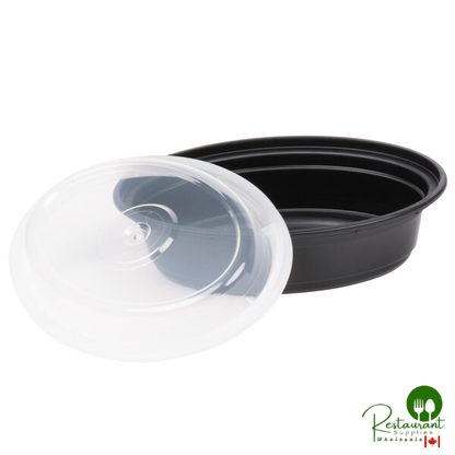 Pactiv Newspring OC08B 8 oz. Black VERSAtainer Oval Microwavable Container With Lid - 150/Case