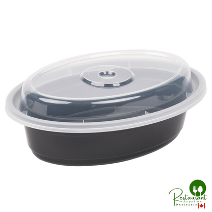 Pactiv Newspring OC08B 8 oz. Black VERSAtainer Oval Microwavable Container With Lid - 150/Case
