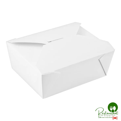 Fold-Pak 08BPWHITEM Bio-Pak 6" x 5" x 2" White Microwavable Paper #8 Take-Out Containers - 300/Case