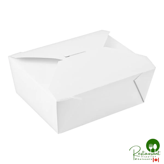 Fold-Pak 08BPWHITEM Bio-Pak 6" x 5" x 2" White Microwavable Paper #8 Take-Out Containers - 300/Case