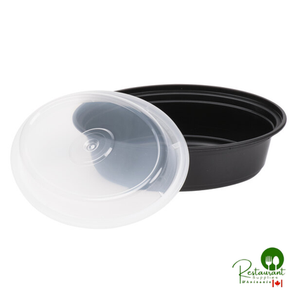 Pactiv Newspring OC16B 16 oz. Black VERSAtainer Oval Microwavable Container with Lid - 150/Case