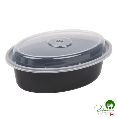 Pactiv Newspring OC16B 16 oz. Black VERSAtainer Oval Microwavable Container with Lid - 150/Case