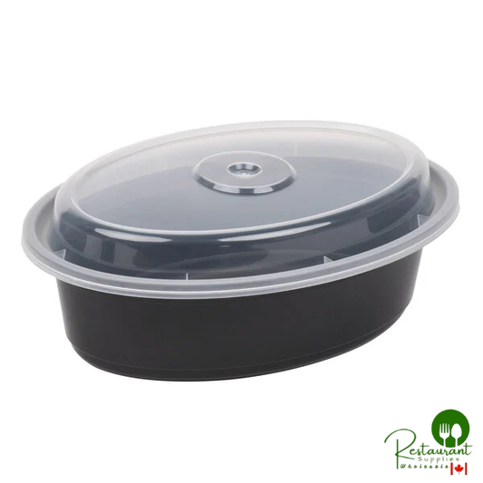 Pactiv Newspring OC16B 16 oz. Black VERSAtainer Oval Microwavable Container with Lid - 150/Case