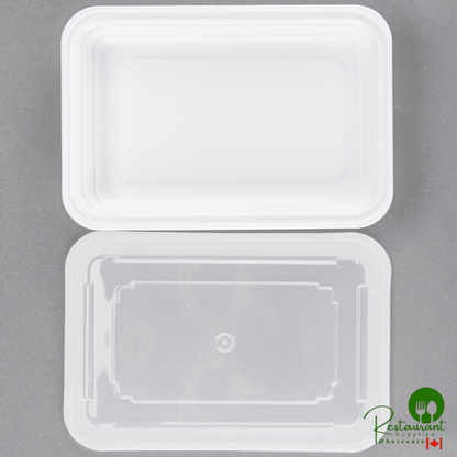 Pactiv Newspring NC868 28 oz. White VERSAtainer Rectangular Microwavable Container with Lid - 150/Case