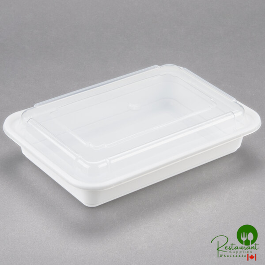 Pactiv Newspring NC868 28 oz. White VERSAtainer Rectangular Microwavable Container with Lid - 150/Case
