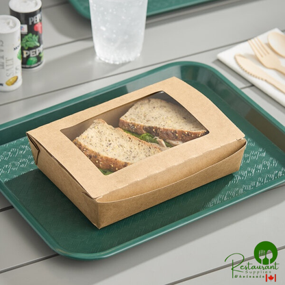 Fold-Pak Bio-Plus View #8 6" x 4 3/4" x 2 1/2" Kraft Microwavable Folded Poly-Lined PaperboardTake-Out Container with Window - 240/Case
