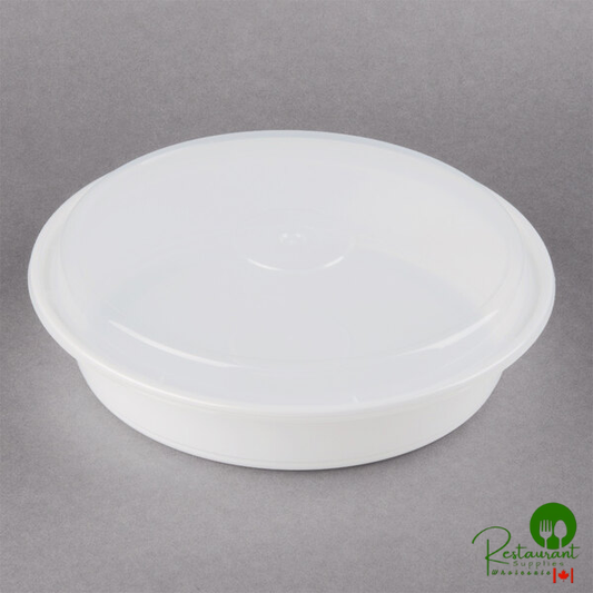 Pactiv Newspring NC948 48 oz. White VERSAtainer Round Microwavable Container with Lid - 150/Case