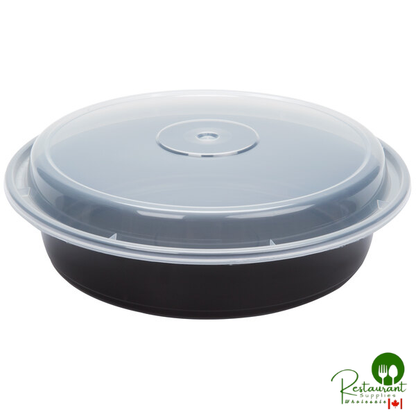 Pactiv Newspring NC737B 35 oz. Black VERSAtainer Round Microwavable Container with Lid - 150/Case