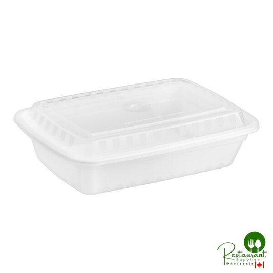 28 oz. White Rectangular Microwavable Heavy Weight Container with Lid By Prime - 150/Case