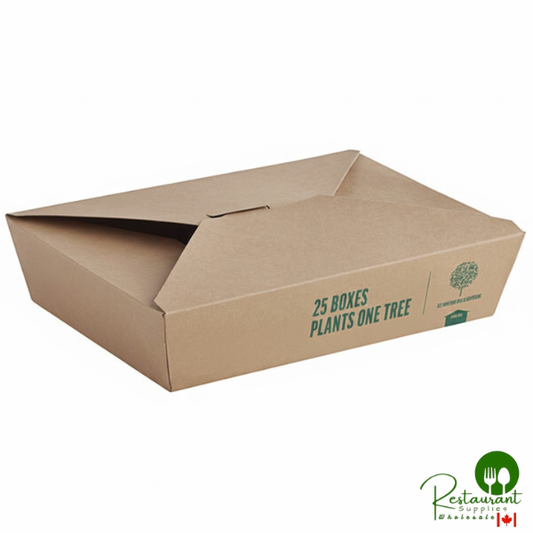 Kraft PLA-Lined Compostable #2 Take-Out Container 7 3/4" x 5 1/2" x 1 7/8" By Prime - 200/Case