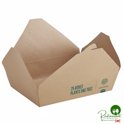Kraft PLA-Lined Compostable #2 Take-Out Container 7 3/4" x 5 1/2" x 1 7/8" By Prime - 200/Case