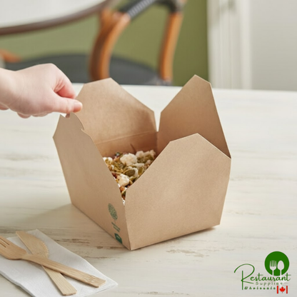 Kraft PLA-Lined Compostable #8 Take-Out Container 6" x 4 3/4" x 2 1/2" By Prime - 300/Case