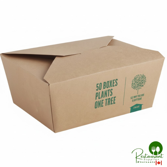 Kraft PLA-Lined Compostable #8 Take-Out Container 6" x 4 3/4" x 2 1/2" By Prime - 300/Case