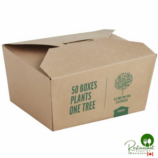 Kraft PLA-Lined Compostable #1 Take-Out Container 4 3/8" x 3 1/2" x 2 1/2" By Prime - 450/Case