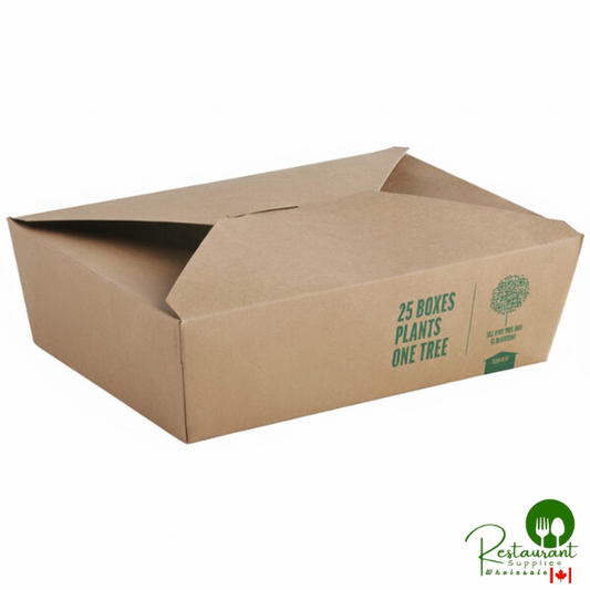 Kraft PLA-Lined Compostable #3 Take-Out Container 7 3/4" x 5 1/2" x 2 1/2" By Prime - 200/Case