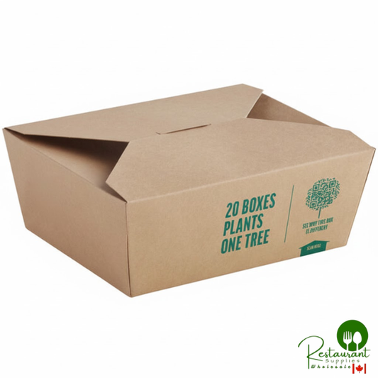 Kraft PLA-Lined Compostable #4 Take-Out Container 7 3/4" x 5 1/2" x 3 1/2" By Prime - 160/Case