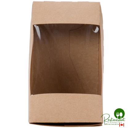 Southern Champion 6 13/16" x 4 13/16" x 2 15/16" Kraft Microwavable Paper Sandwich Wedge Container with Window - 300/Case