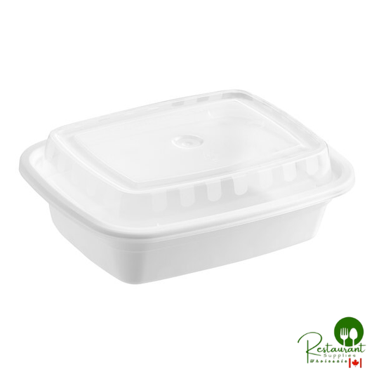 12 oz. White Rectangular Microwavable Heavy Weight Container with Lid By Prime - 150/Case