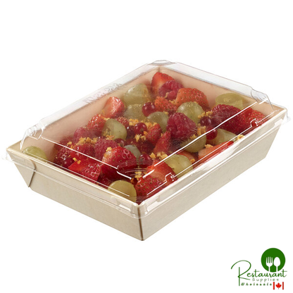 Solia 7 5/16" x 5 5/16" Laminated Wooden Punnet with Clear Plastic Lid - 200/Case