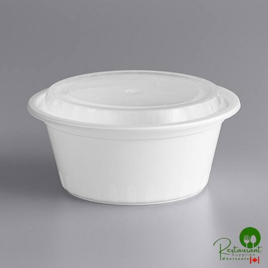 38 oz. White Round Microwavable Heavy Weight Container with Lid By Prime - 150/Case