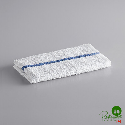 16" x 19" Blue Striped 32 oz. Cotton Bar Towels in Bulk By Prime - 120/Case