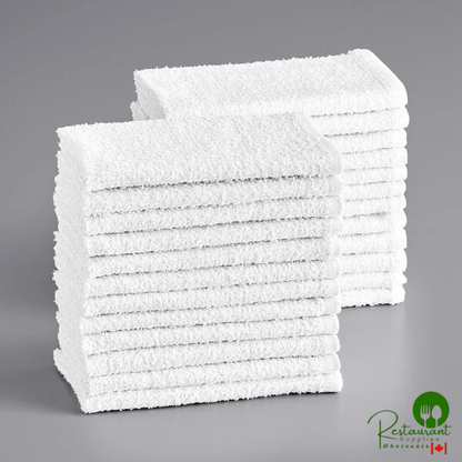 16" x 19" 32 oz. White Cotton Textured Terry Bar Towels in Bulk By Prime - 60/Case