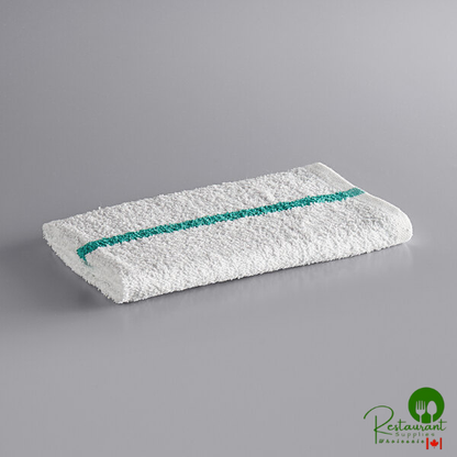 16" x 19" Green Striped 32 oz. Cotton Textured Terry Bar Towel By Prime - 120/Case