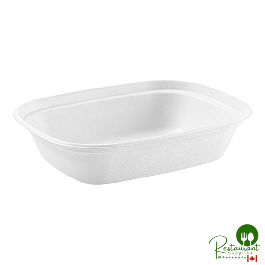 Stalk Market 32 oz. Rectangular Compostable White Fiber Container - 200/Case
