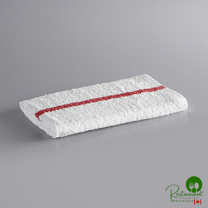 16" x 19" Red Striped 32 oz. Cotton Bar Towels in Bulk By Prime - 120/Case