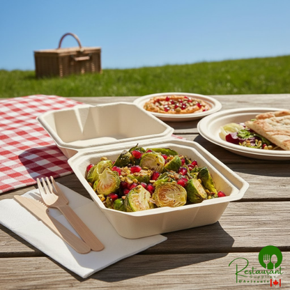 Tellus Products 6" x 6" Compostable Fiber Clamshell Container - 400/Case