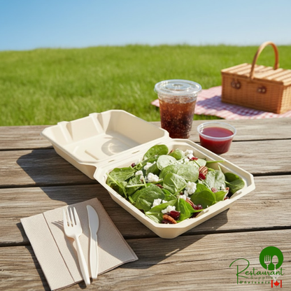 Tellus Products 8" x 8" Compostable Fiber Clamshell Container - 200/Case