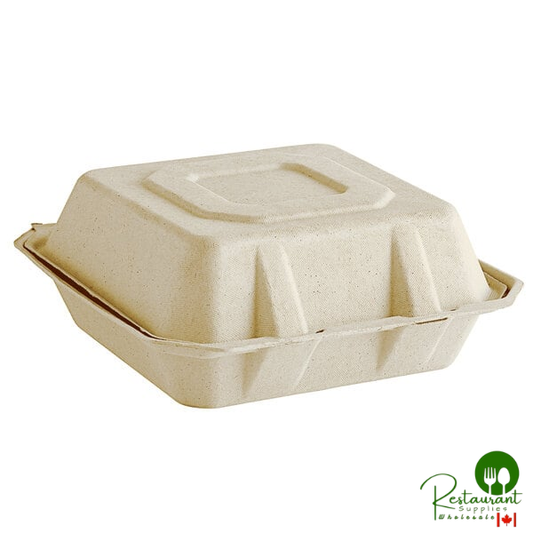 Tellus Products 8" x 8" Compostable Fiber Clamshell Container - 200/Case