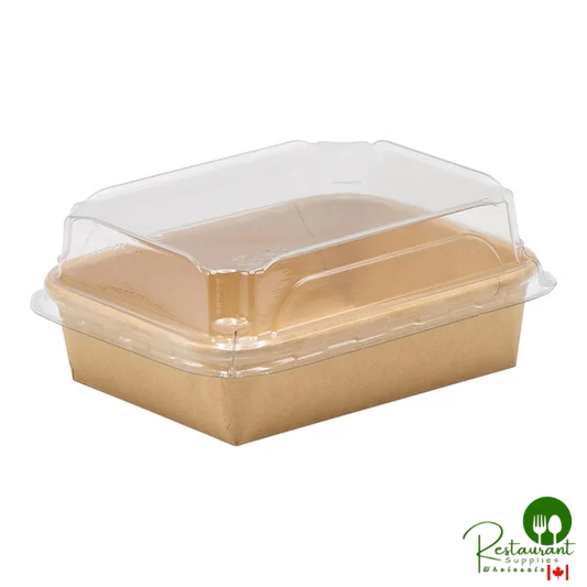 VerTerra 6" x 5" x 2" Paperboard Kraft Tray with PET Lid - 200/Case