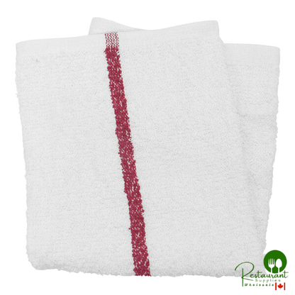 Hospeco Qwick Wick 16" x 19" 30 oz. Red-Striped Terry Cloth Bar Towel - 60/Case