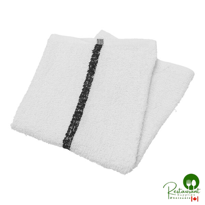 Hospeco Qwick Wick 16" x 19" 30 oz. Black-Striped Terry Cloth Bar Towel - 60/Case