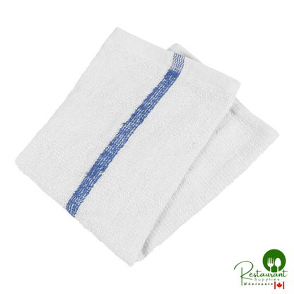 Hospeco Qwick Wick 16" x 19" 30 oz. Blue-Striped Terry Cloth Bar Towel - 60/Case
