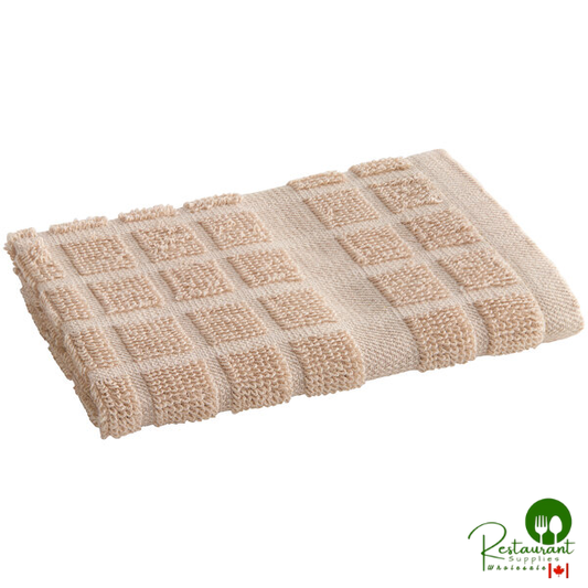 Oxford Kitchen Ensemble 12" x 12" Tan 16 oz. 100% Ringspun Cotton Dish Cloth - 288/Case