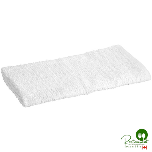 Oxford 17" x 20" 24 oz. White 100% Cotton Ribbed Terry Bar Towel - 600/Case