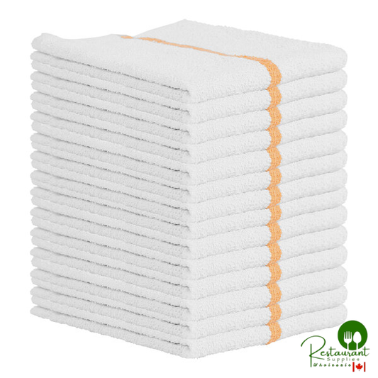 Hospeco Qwick Wick 16" x 19" 30 oz. Gold-Striped Terry Cloth Bar Towel - 60/Case