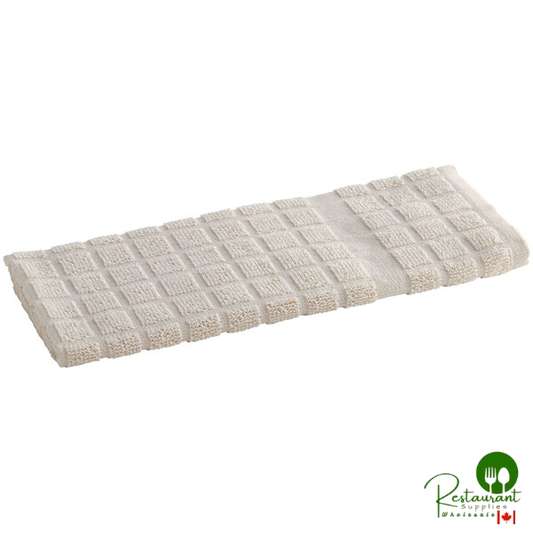 Oxford Kitchen Ensemble 15" x 25" Beige 32 oz. 100% Ringspun Cotton Kitchen Towel - 144/Case