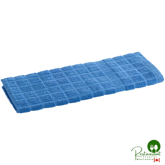Oxford Kitchen Ensemble 15" x 25" Blue 32 oz. 100% Ringspun Cotton Kitchen Towel - 144/Case