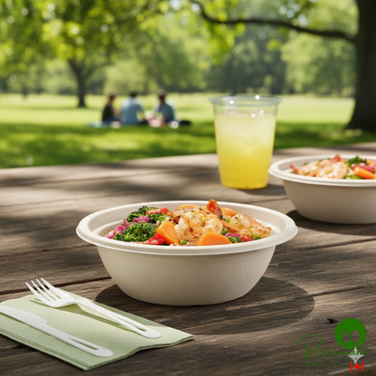 World Centric 24 oz. Compostable Fiber Take-Out Bowl with Leaf Plus - 500/Case