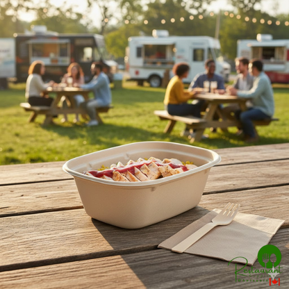 World Centric 44 oz. PLA Lined Compostable Fiber Box - 400/Case